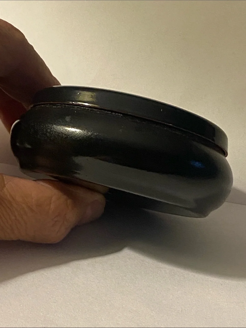 Vintage Russian Hand Painted Black Metal Tin Small Jewelry Trinket Box Floral
